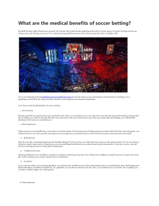 What are the medical benefits of soccer betting