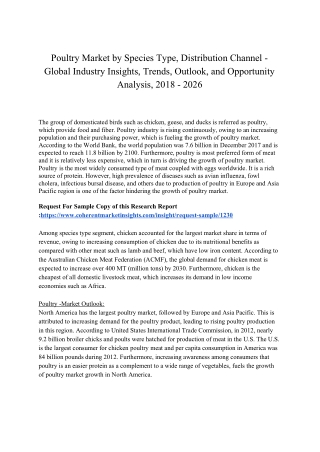 Poultry Market by Species Type, Distribution Channel - Global Industry Insights, Trends, Outlook, and Opportunity Analys