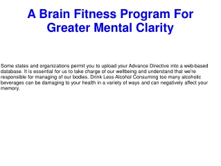 A Brain Fitness Program For Greater Mental Clarity