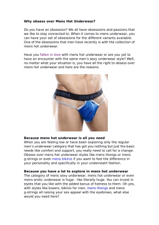 Why obsess over Mens Hot Underwear?