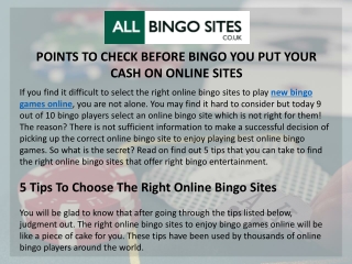 POINTS TO CHECK BEFORE BINGO YOU PUT YOUR CASH ON ONLINE SITES