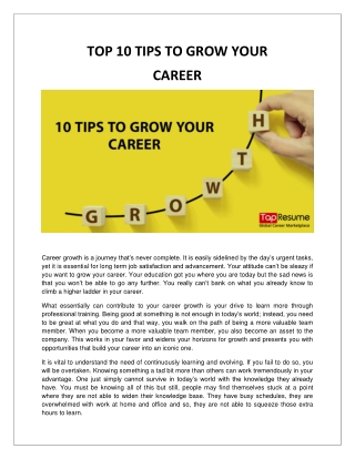 TOP 10 TIPS TO GROW YOUR CAREER