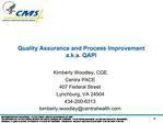 Quality Assurance and Process Improvement a.k.a. QAPI