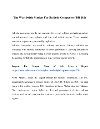 The Worldwide Market For Ballistic Composites Till 2026