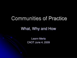 Communities of Practice