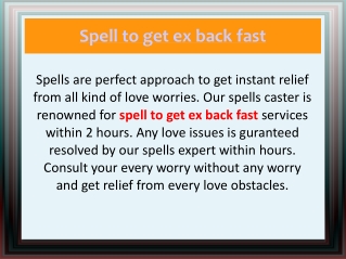 Spell to get ex back fast