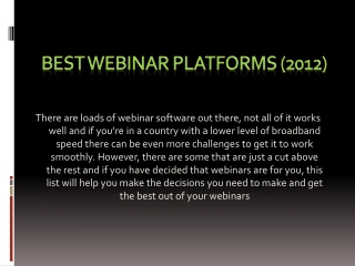 BEST WEBINAR SOFTWARES