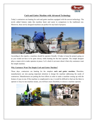 Curb and Gutter Machine with Advanced Technology