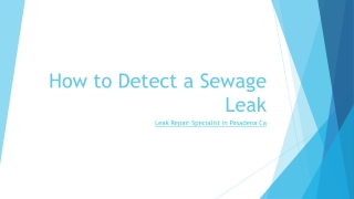 How to Detect a Sewage Leak