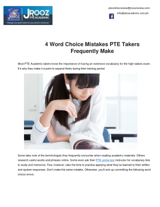 4 Word Choice Mistakes PTE Takers Frequently Make