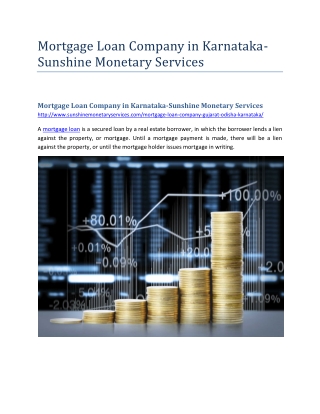 Mortgage Loan Company in Karnataka-Sunshine Monetary Services