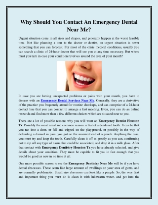 Why Should You Contact An Emergency Dental Near Me