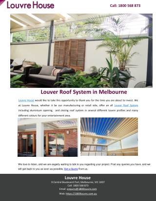 Louver Roof System in Melbourne