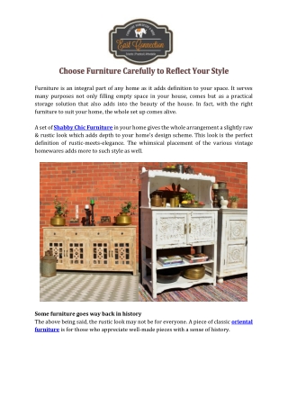 Choose Furniture Carefully to Reflect Your Style