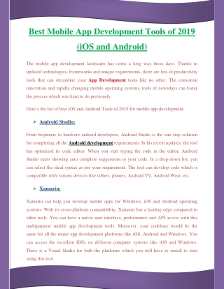 Best Mobile App Development Tools of 2019 (iOS and Android)
