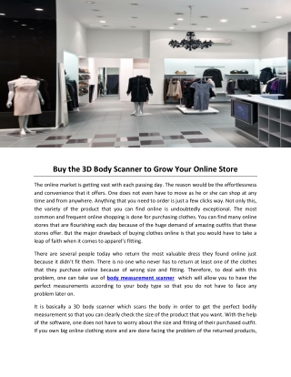 Buy the 3D Body Scanner to Grow Your Online Store