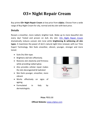 O3 Night Repair Cream