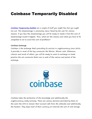 Coinbase Temporarily disabled