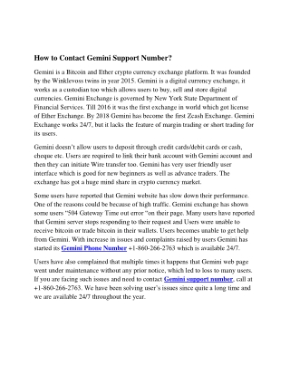 How to Contact Gemini Support Number?