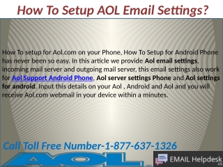 How To Setup AOL Email Settings?