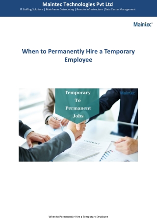 When to Permanently Hire a Temporary Employee