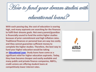 How to fund your dream studies with educational loans?