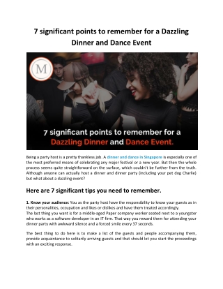 7 significant points to remember for a Dazzling Dinner and Dance Event
