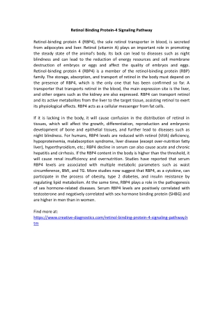 Retinol Binding Protein-4 Signaling Pathway