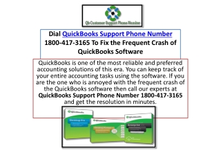 Dial QuickBooks Support Phone Number 1800-417-3165 To Fix the Frequent Crash of QuickBooks Software