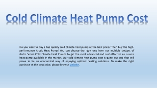 Best Cold Climate Heat Pump Cost