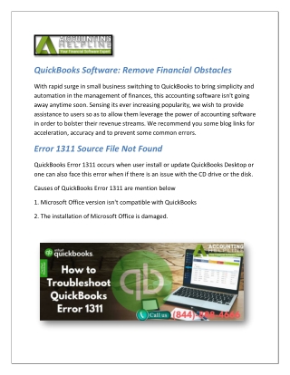 QuickBooks Financial Statement Designer Error 1311