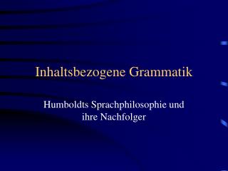 Inhaltsbezogene Grammatik