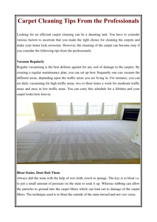 Carpet Cleaning Tips From the Professionals