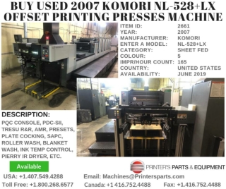Buy Used 2007 Komori NL-528 LX Offset Printing Presses Machine