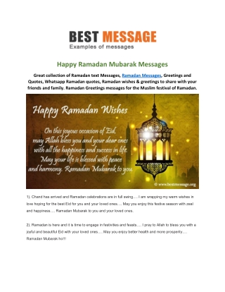 Best Ramadan Mubarak Messages