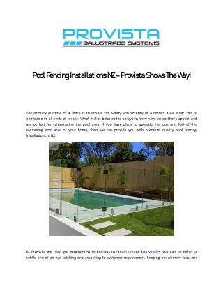 Pool Fencing Installations NZ – Provista Shows The Way!