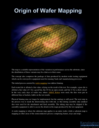 Origin of Wafer Mapping - Kensington Laboratories