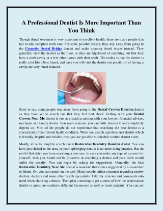 A Professional Dentist Is More Important Than You Think