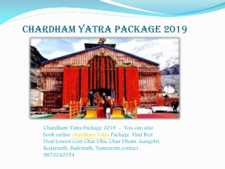 Chardham Yatra Package 2019