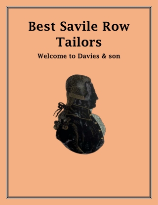 Best Savile Row Tailors | Davies & son