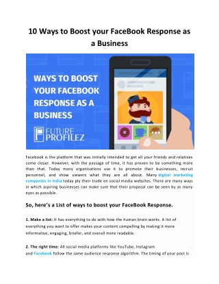 10 Ways to Boost your Facebook Response as a Business