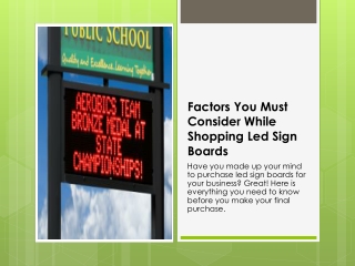 Factors You Must Consider While Shopping Led Sign Boards