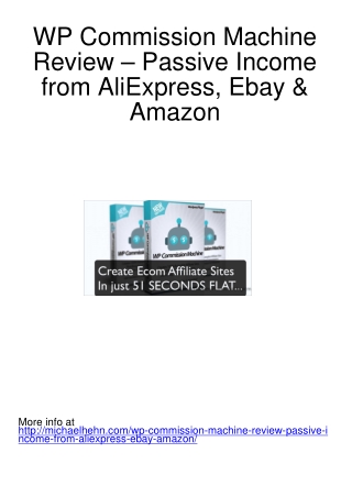 WP Commission Machine Review – Passive Income from AliExpress, Ebay & Amazon