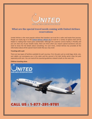 What are the special travel needs coming with United Airlines reservations
