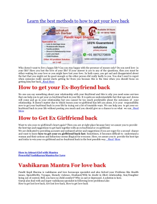 Get Lost love back by Vedic Astrology - pandit Kapil Sharma