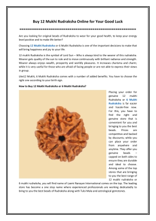 Buy 12 Mukhi Rudraksha Online for Your Good Luck