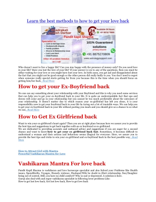 Get Lost love back by Vedic Astrology - pandit Kapil Sharma