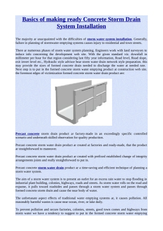 Basics of making ready Concrete Storm Drain System Installation