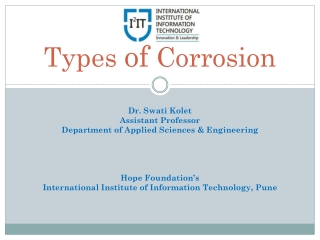 Types of Corrosion - Department of Applied Sciences and Engineering