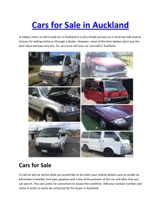 Cars for Sale in Auckland